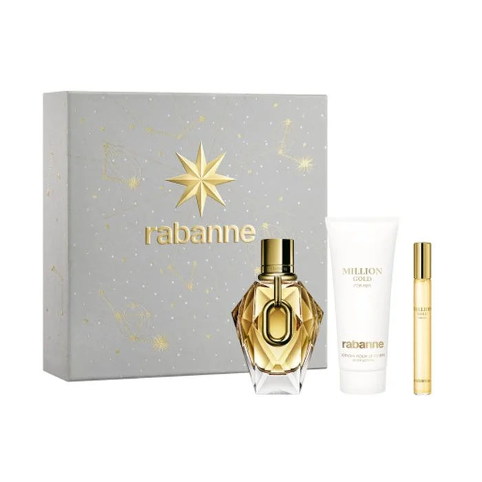 Rabanne Million Gold For Her Eau De Parfum Spray Set 3 Pieces