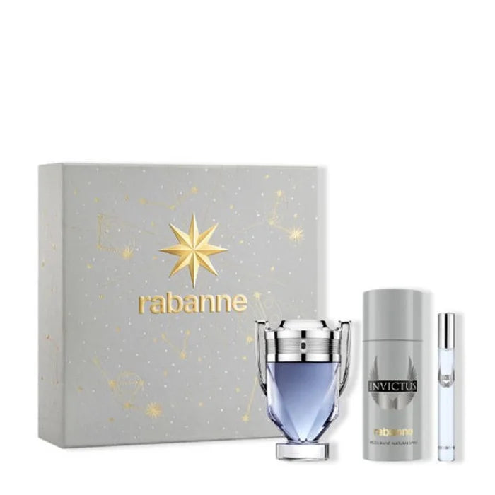 Rabanne Invictus Eau De Toilette Spray Set 3 Pieces
