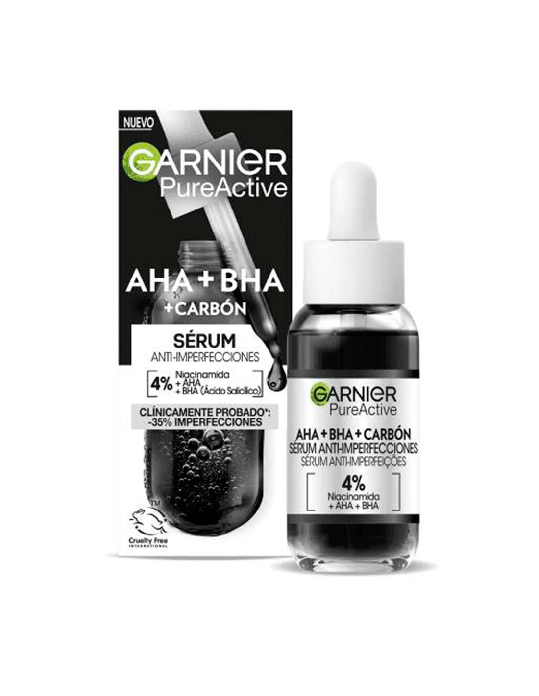 Garnier Pure Active Aha Bha Carbón Sérum Anti-Imperfecciones