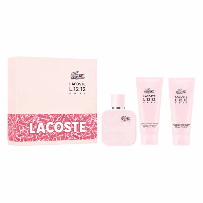 Lacoste L.12.12 Rose Eau De Parfum Spray Set 3 Pieces