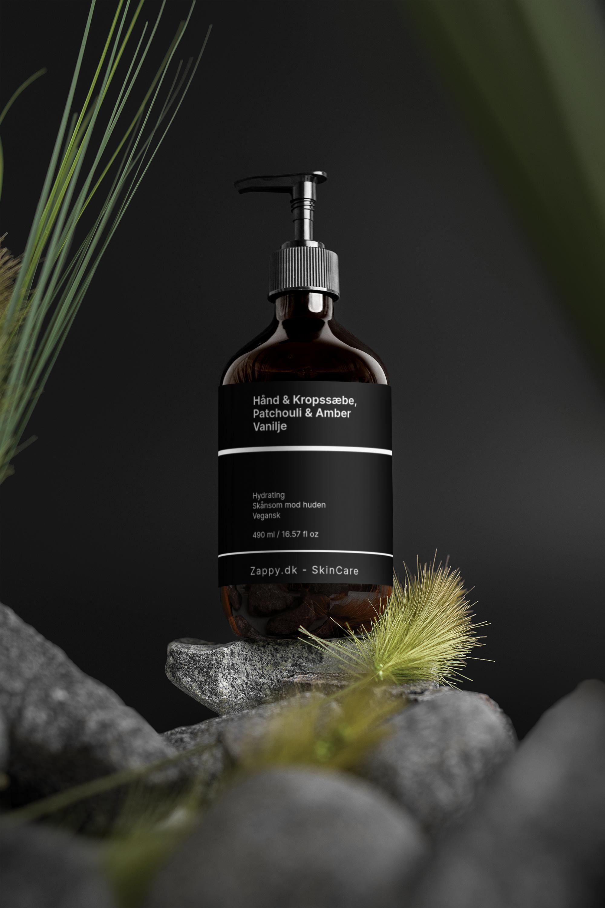 Hånd & Kropssæbe, Patchouli & Amber Vanilje (490 ml)